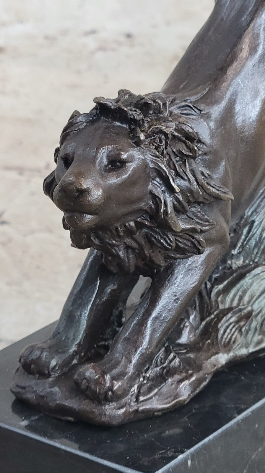 Handcrafted bronze sculpture SALE Animal by Barye Lion Jumping Cast Lost Wax