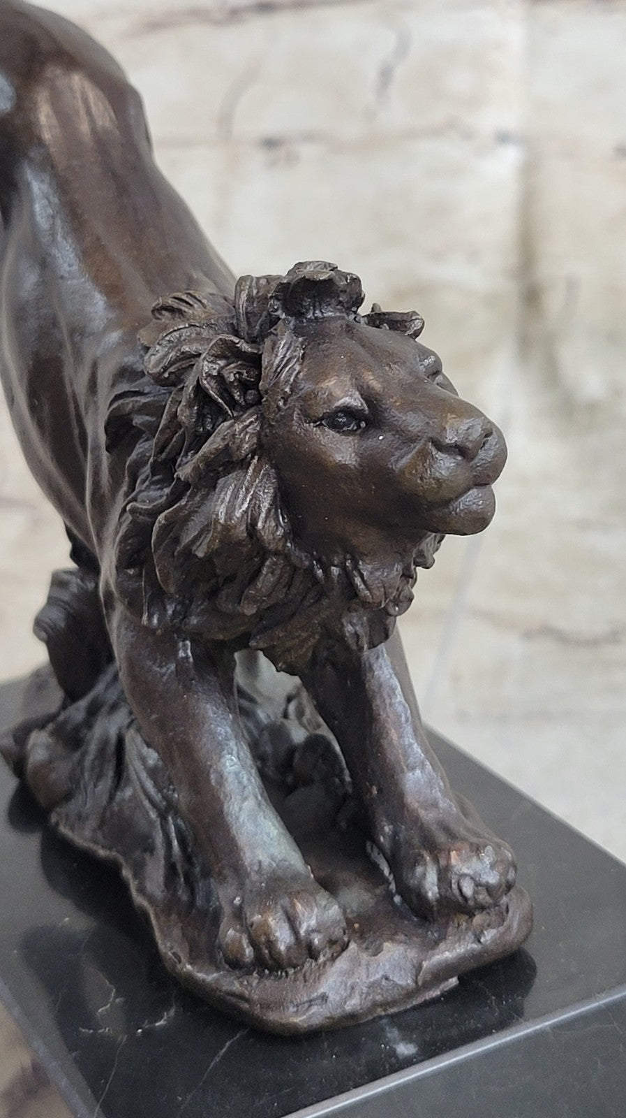 Handcrafted bronze sculpture SALE Animal by Barye Lion Jumping Cast Lost Wax
