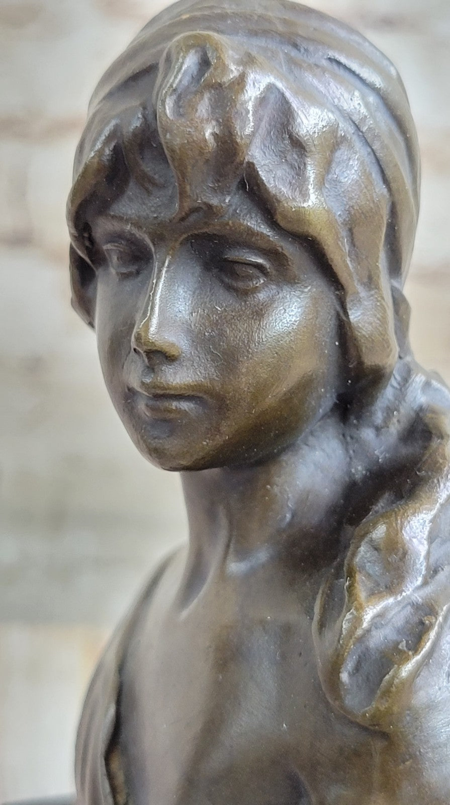 Handcrafted bronze sculpture SALE Book Bookend Bust Female Milo Original Signed