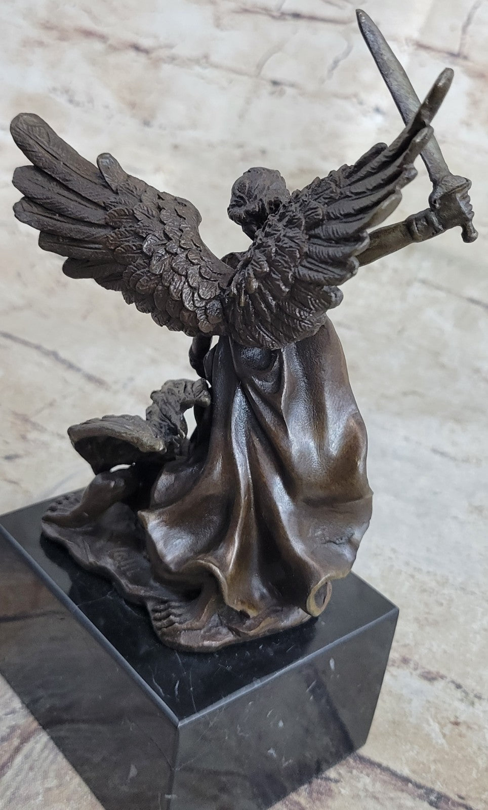Handcrafted bronze sculpture SALE Saint Church Religious  Signed Moreau Figurine
