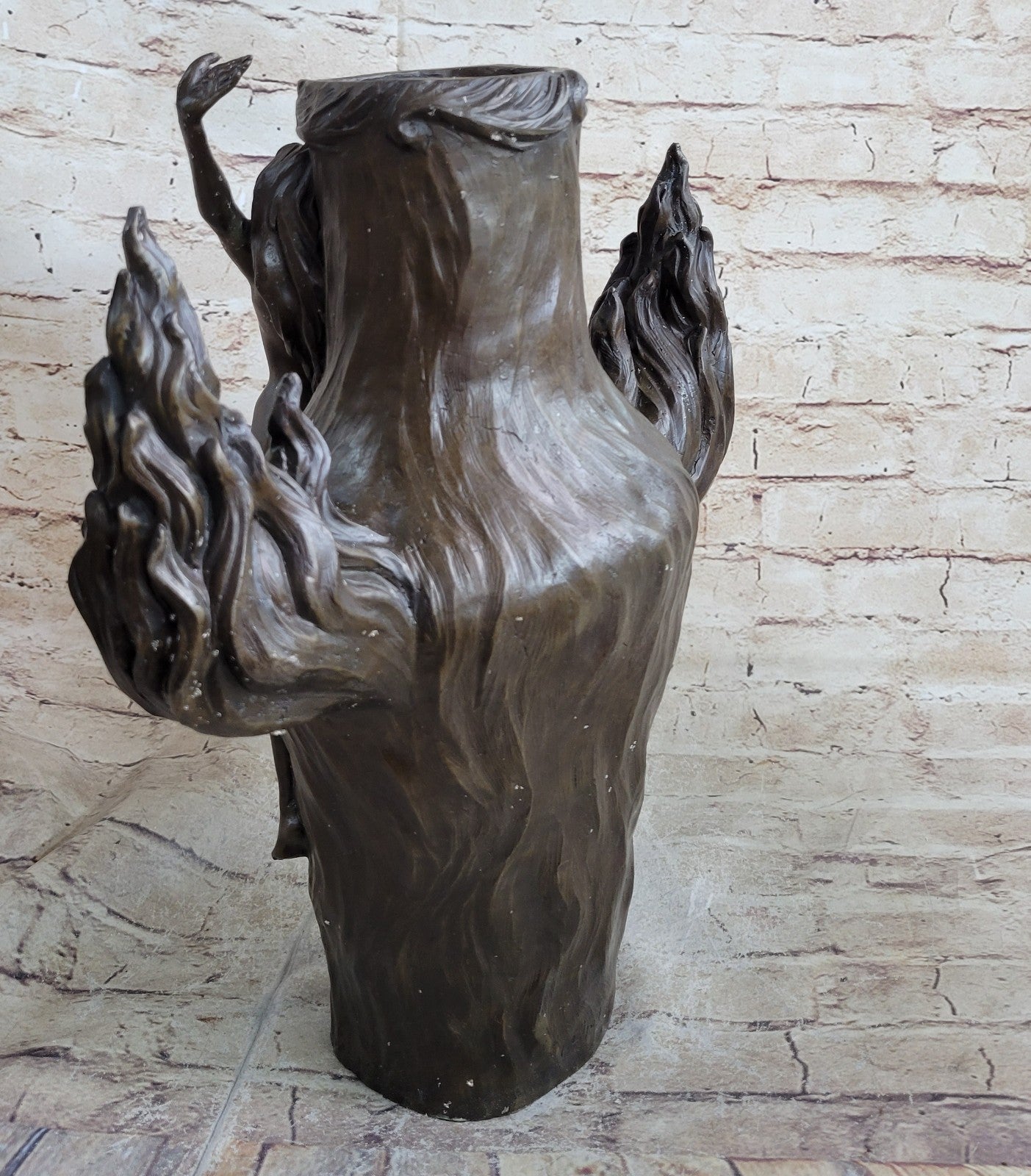 Victorian/Art Deco/Nouveau Brass/Copper/Bronze Nude Nymph/Fairy/Pixie Vase Gift