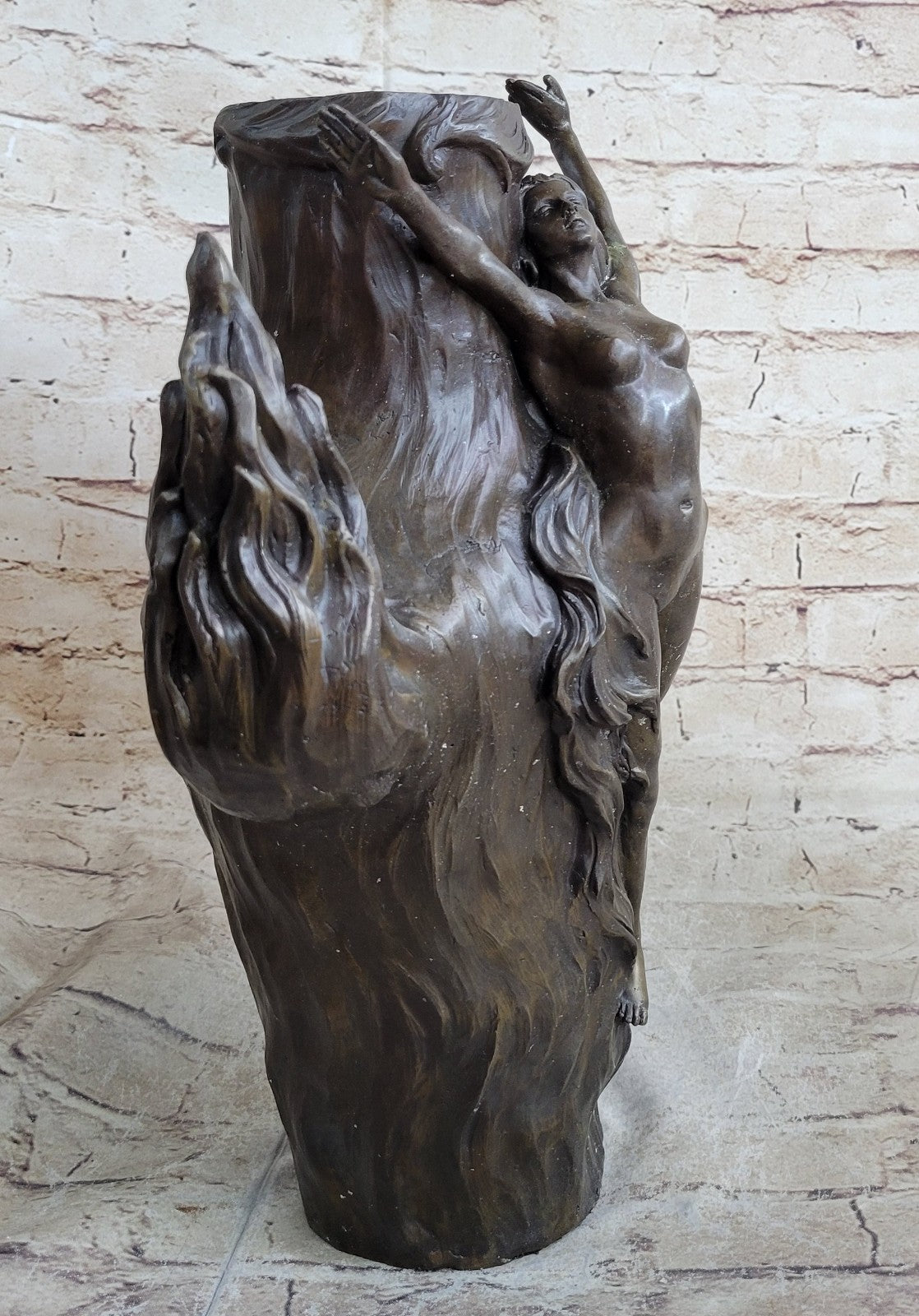 Victorian/Art Deco/Nouveau Brass/Copper/Bronze Nude Nymph/Fairy/Pixie Vase Gift