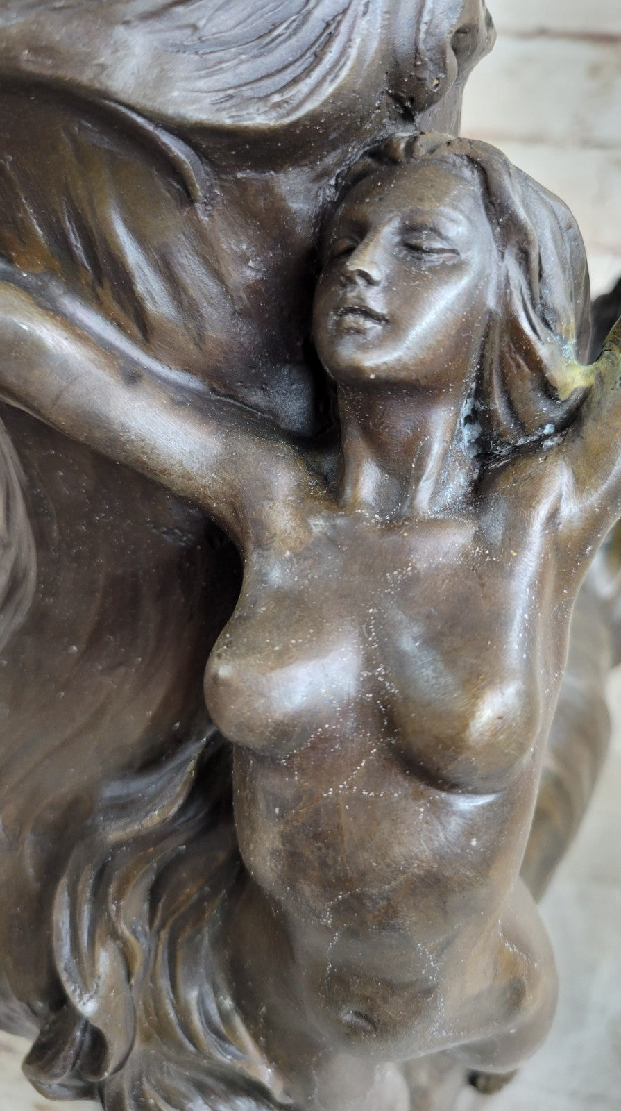 Victorian/Art Deco/Nouveau Brass/Copper/Bronze Nude Nymph/Fairy/Pixie Vase Gift