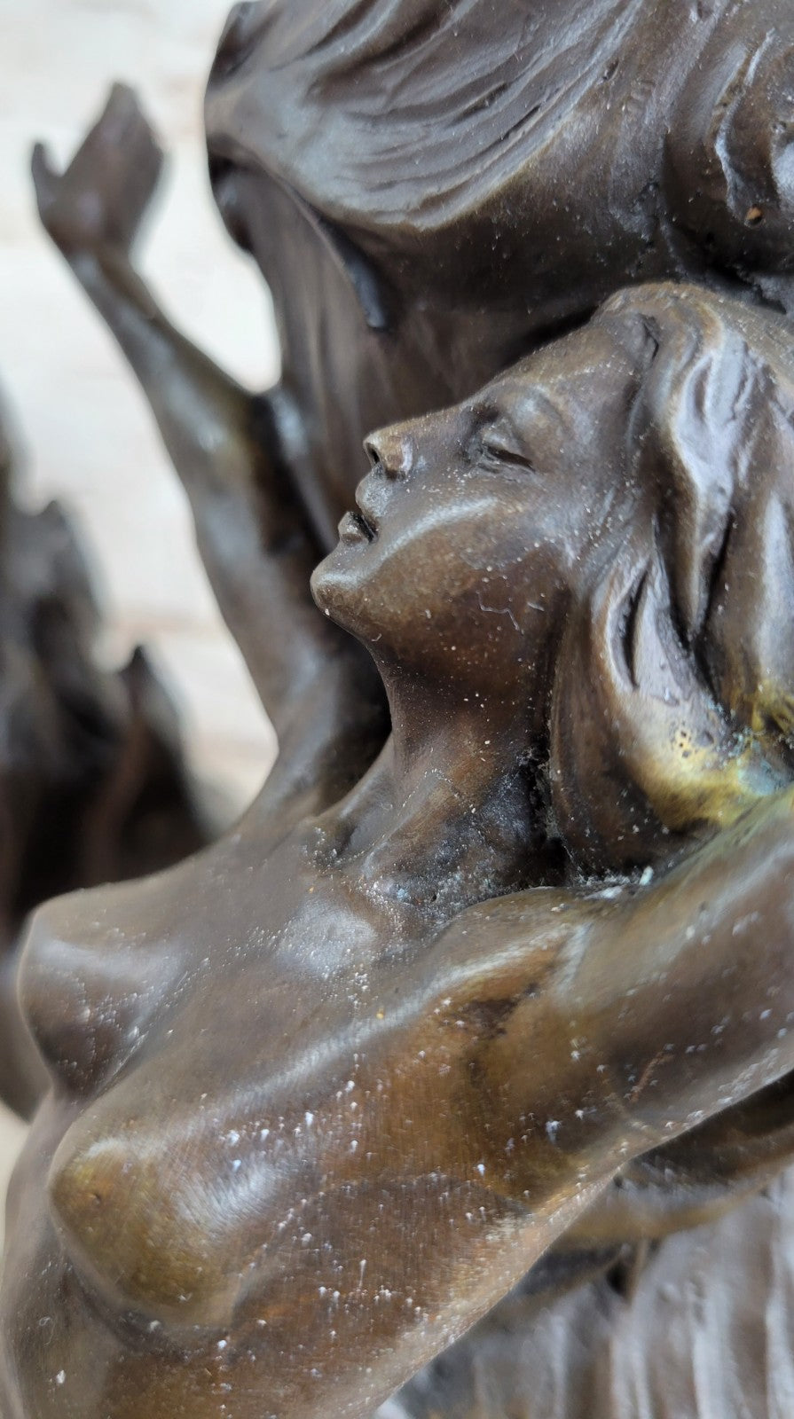 Victorian/Art Deco/Nouveau Brass/Copper/Bronze Nude Nymph/Fairy/Pixie Vase Gift