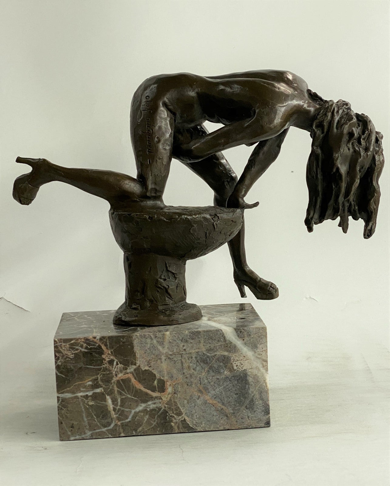 Art Deco Sculpture Nude Woman Girl Erotic Female Body Bronze Statue