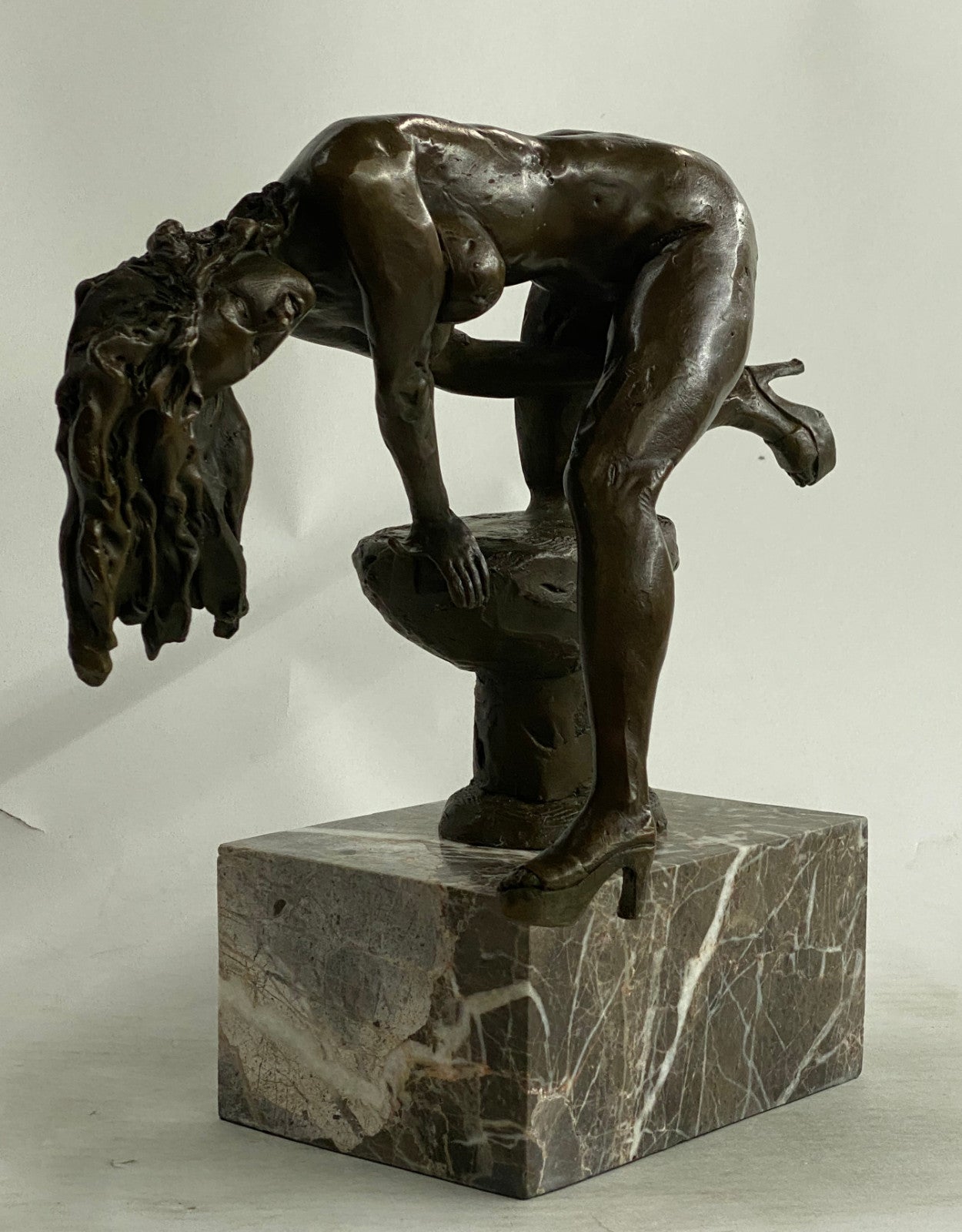 Art Deco Sculpture Nude Woman Girl Erotic Female Body Bronze Statue