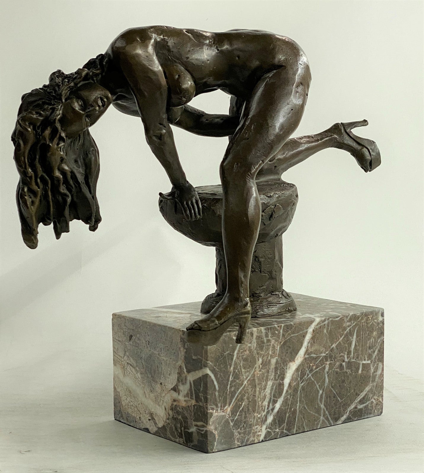 Art Deco Sculpture Nude Woman Girl Erotic Female Body Bronze Statue