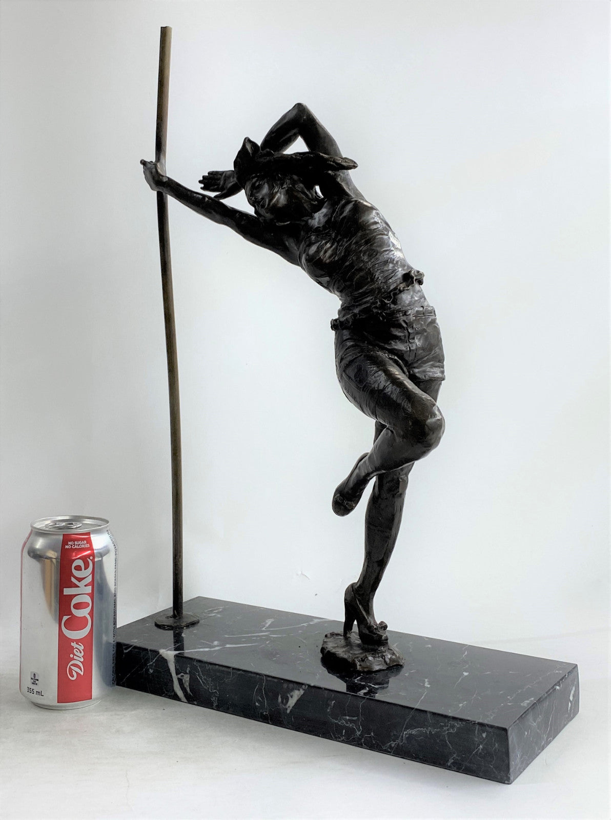 Bronze Nude Woman Stripper Pole Go Dancer Erotic Pose Figure Sculpture Statue 