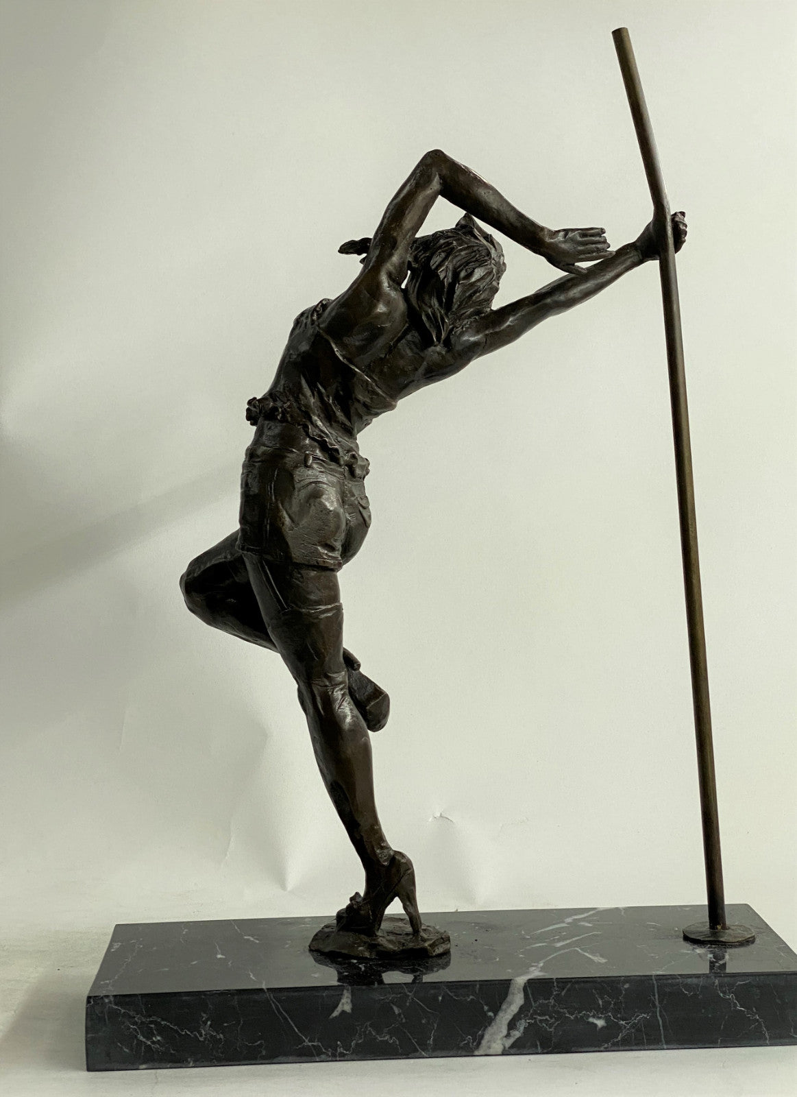 Bronze Nude Woman Stripper Pole Go Dancer Erotic Pose Figure Sculpture Statue 