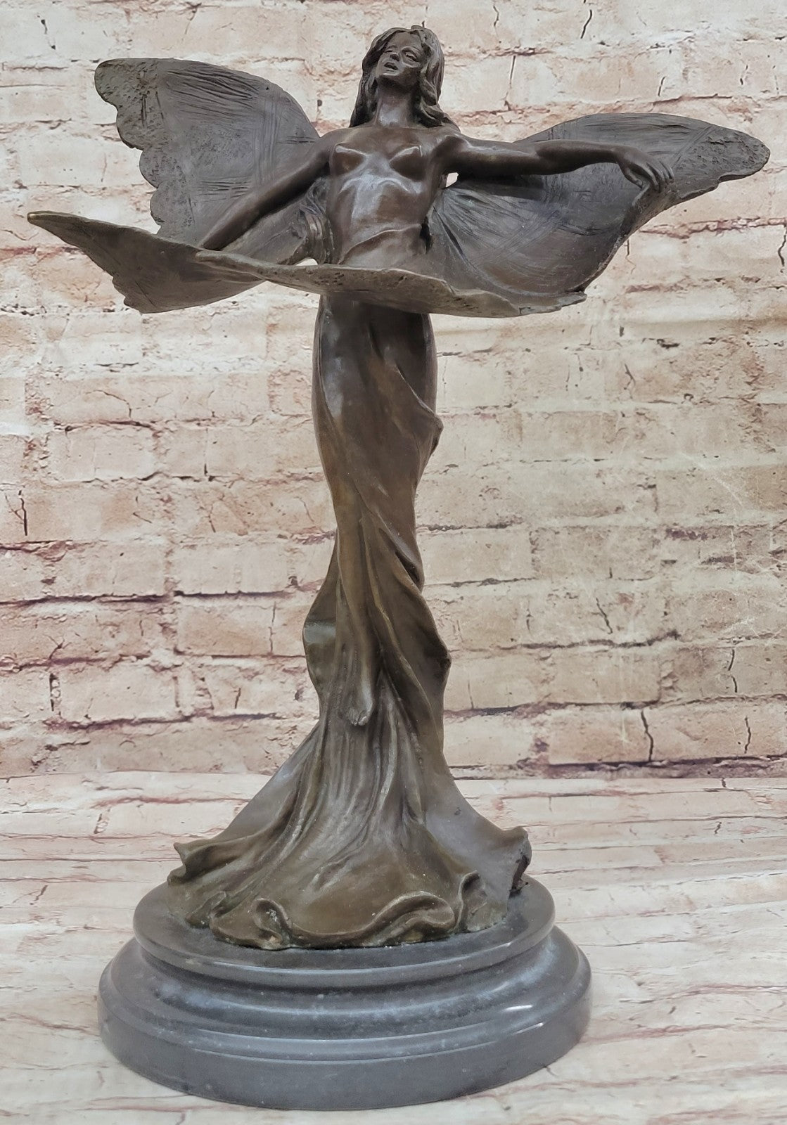 Handcrafted bronze sculpture SALE Art Sexy Erotic Angel Butterfly Nouveau Nude