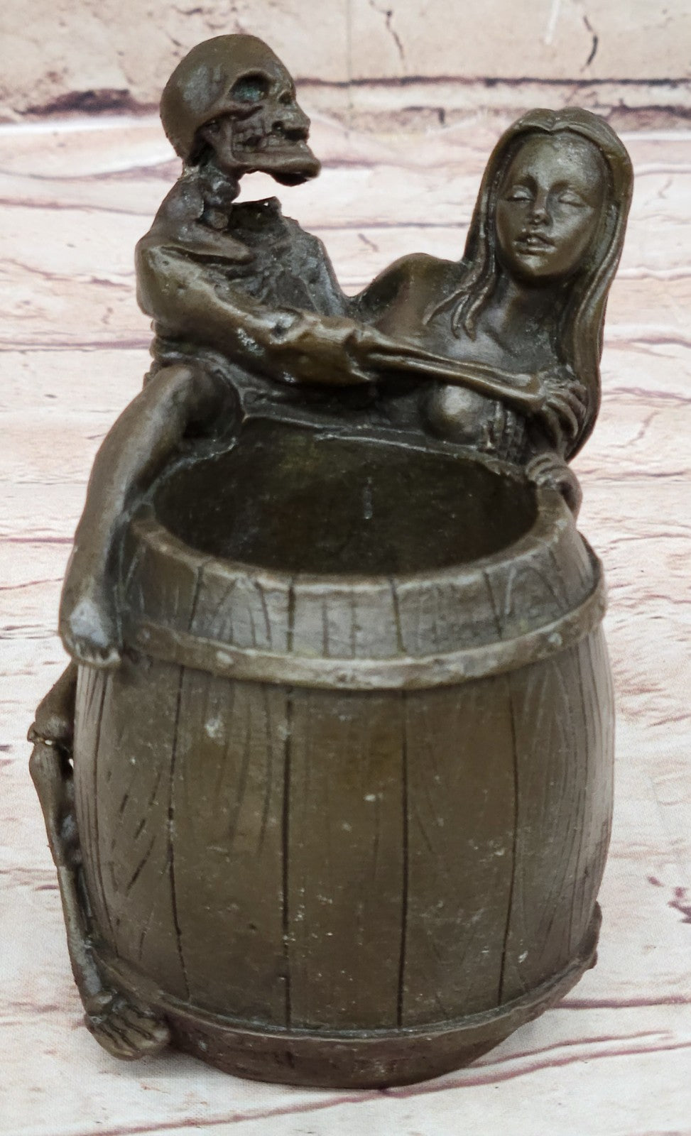 Nude Girl Brush Pot Pen Holder Pen Stand Bronze Sculpture Handcrafted Decor Gift