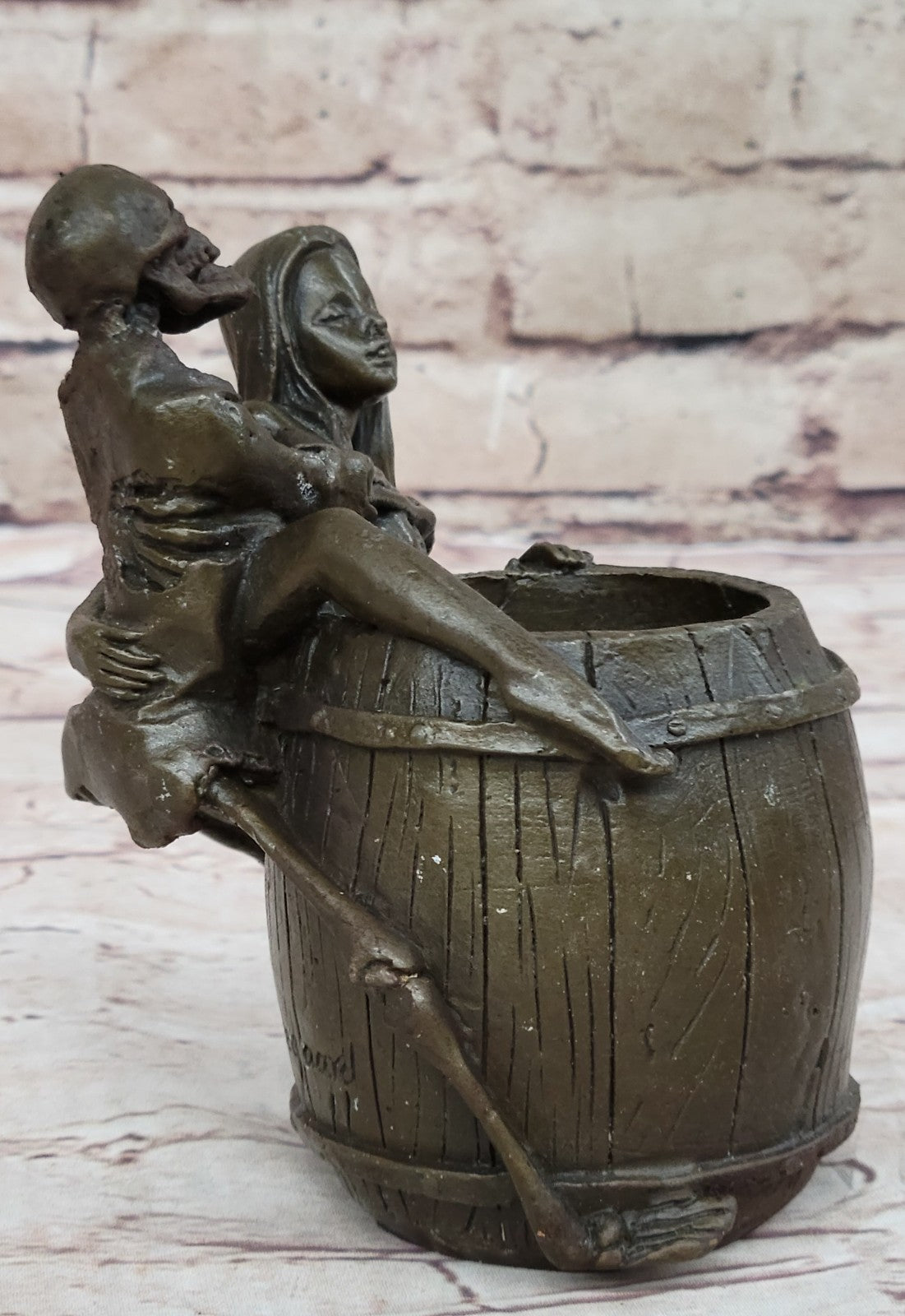 Nude Girl Brush Pot Pen Holder Pen Stand Bronze Sculpture Handcrafted Decor Gift