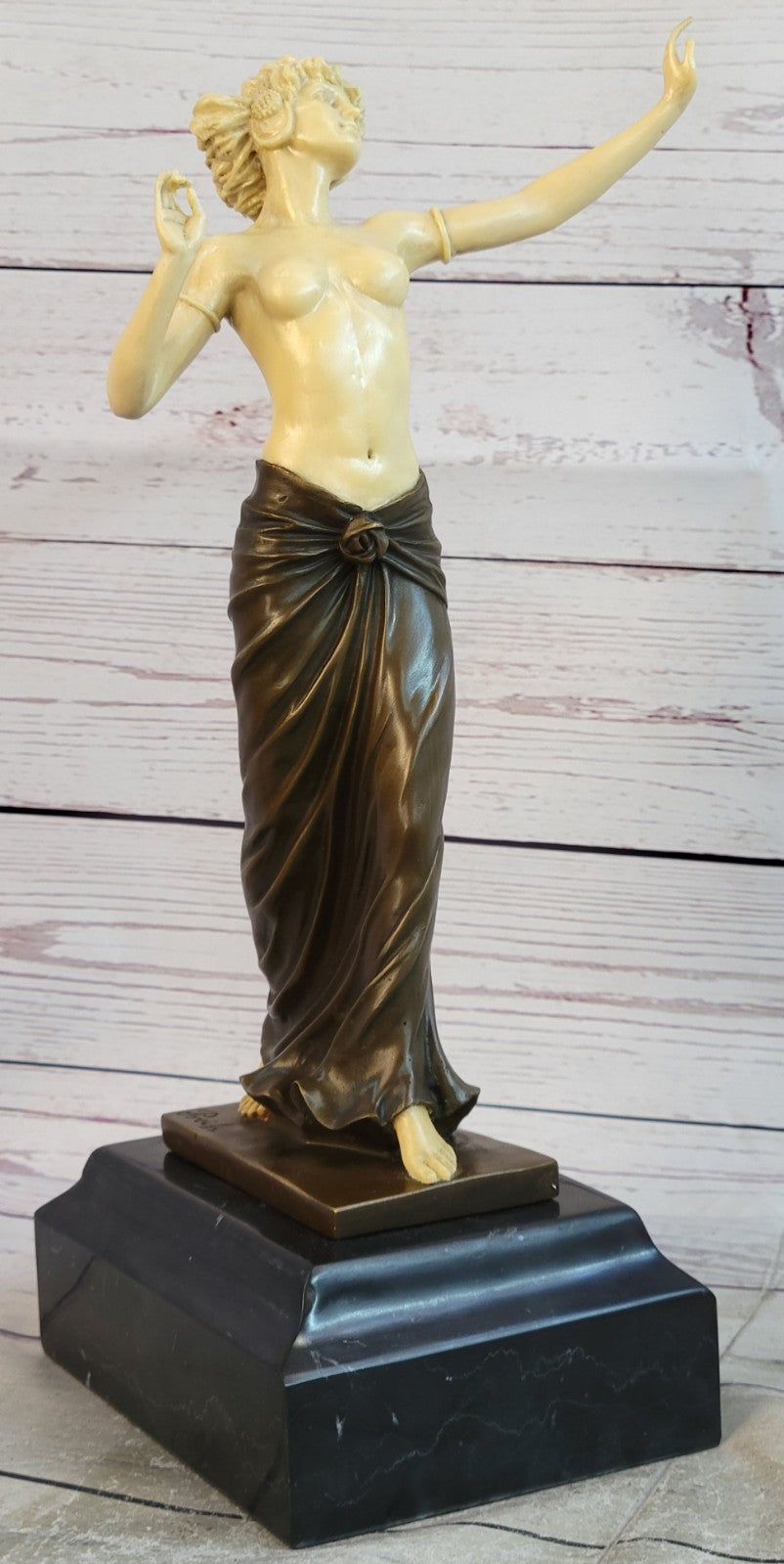Combination of Real Bronze and Decor Sculpture Hot Cast Erotic Woman Figure