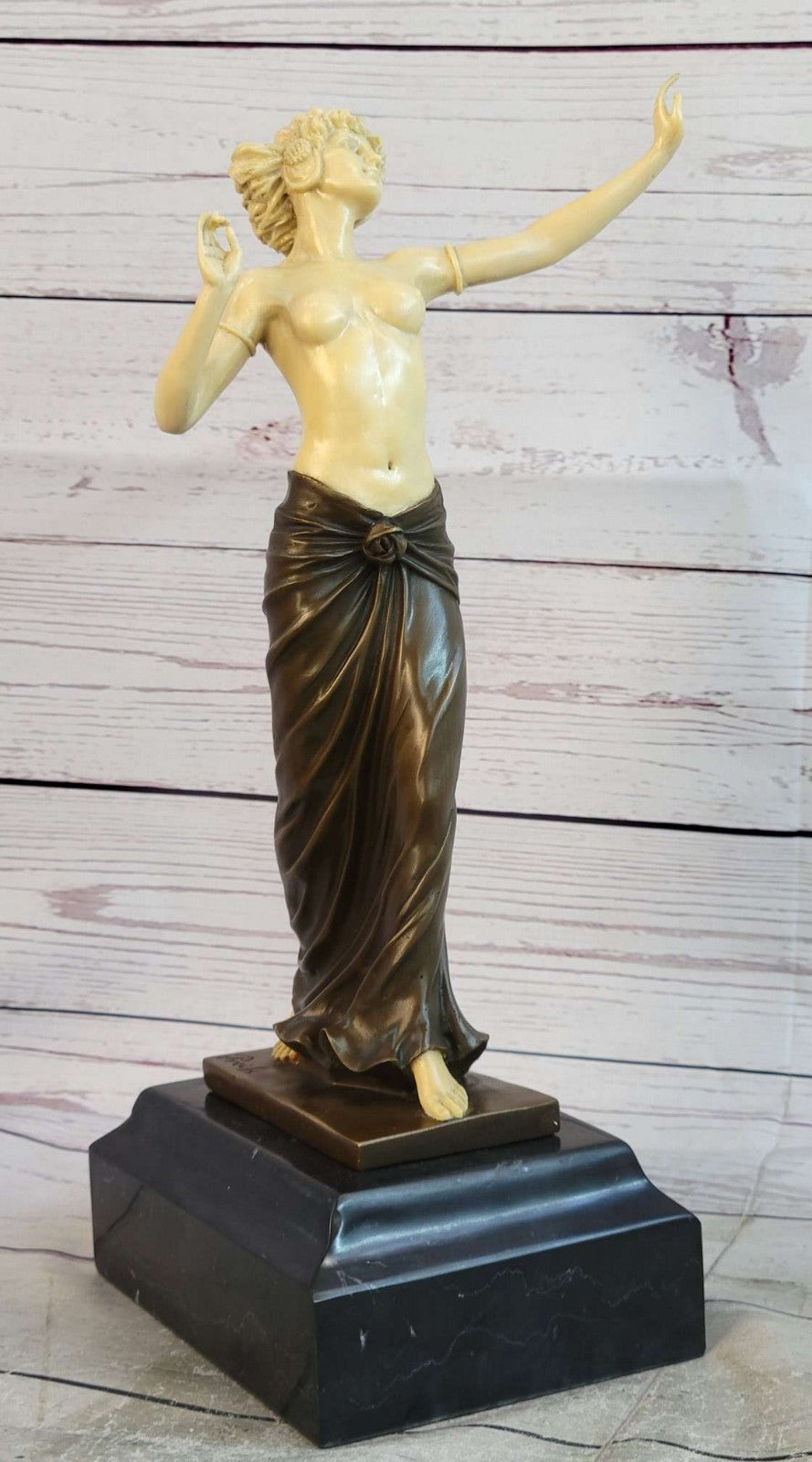 Combination of Real Bronze and Decor Sculpture Hot Cast Erotic Woman Figure