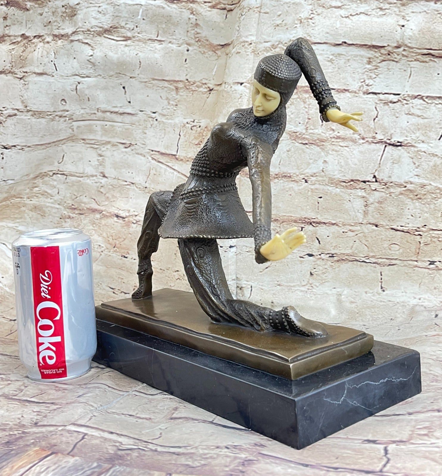 Bronze Modern Vintage Art Deco Sculpture Female Dancer Metal Statue