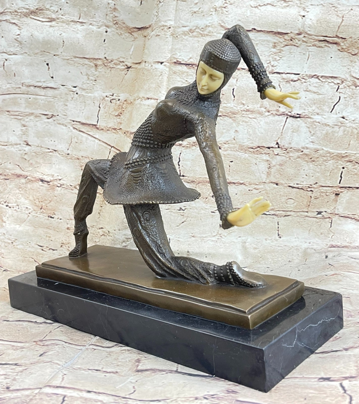 Bronze Modern Vintage Art Deco Sculpture Female Dancer Metal Statue