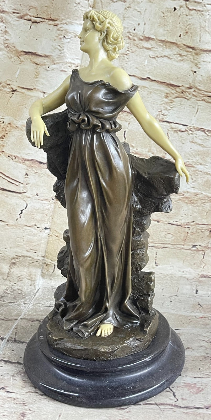 Grand Tour Bronze Bust Of Roman Or Greek God - Goddess Sculpture Marble Figurine