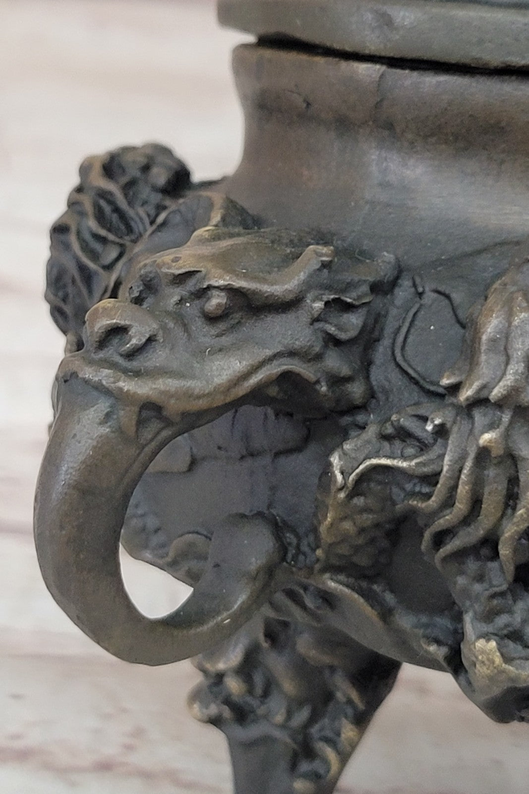 Handcrafted bronze sculpture SALE Incense Dragon Gilded Favorites Folk China