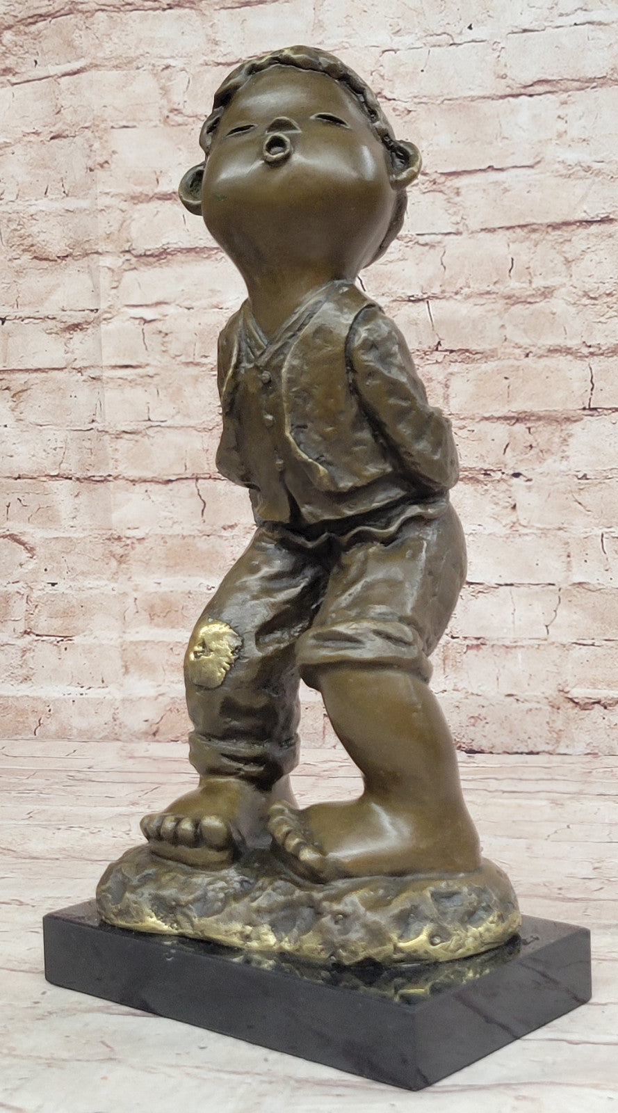 Collectible Miguel Lopez Chinese Boy Bronze Statue Fine Art Home Decor