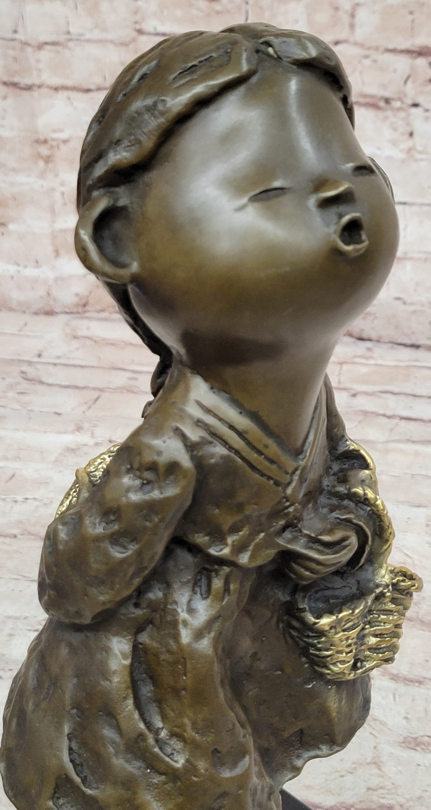 Milo's Bronze Chinese Girl Holding Basket Art Sculpture Figurine Gift