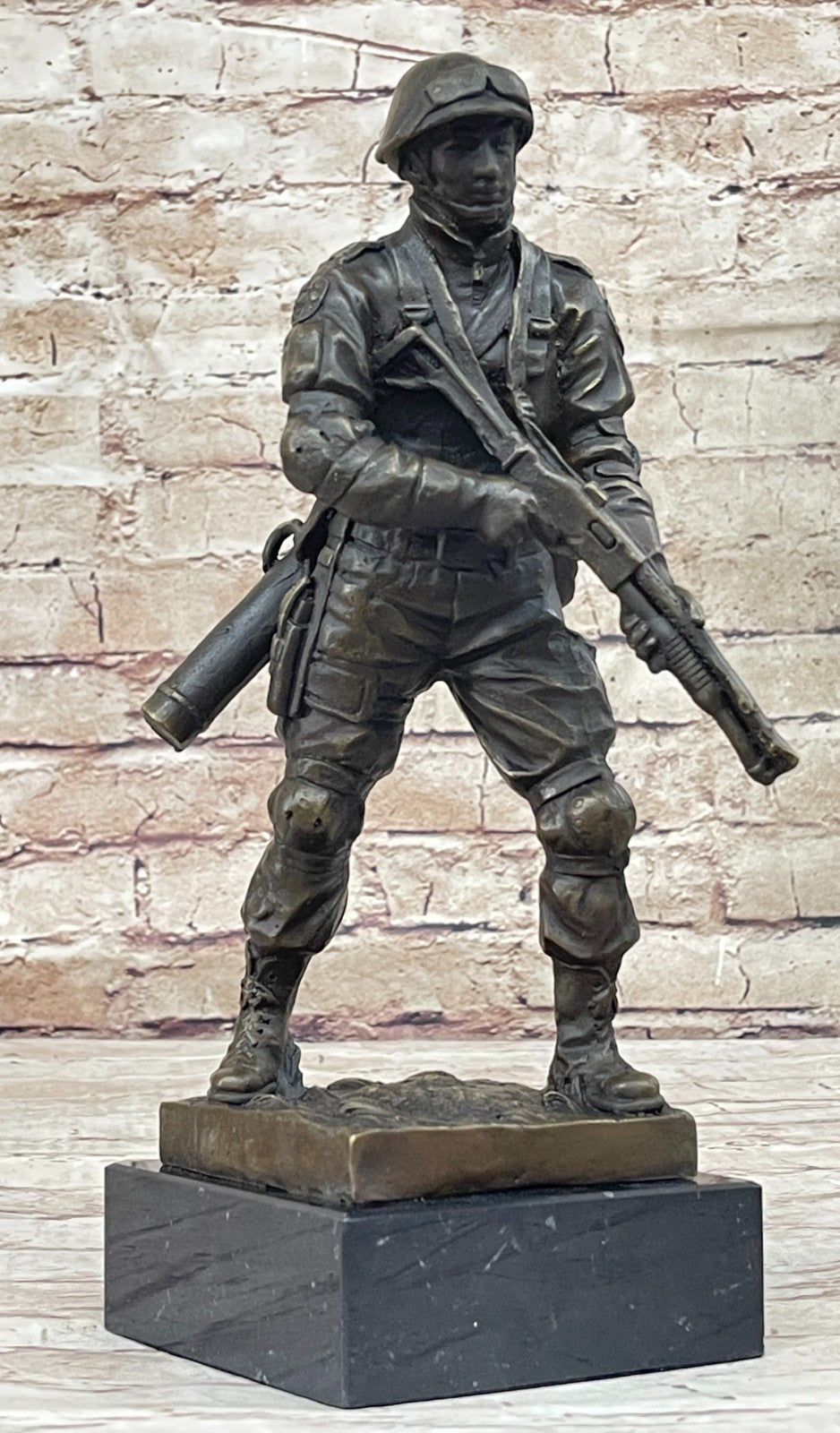 Milo`s Signed Soldier Sculpture: Bronze Artwork, Battle Field Figurine, Lost Wax Method