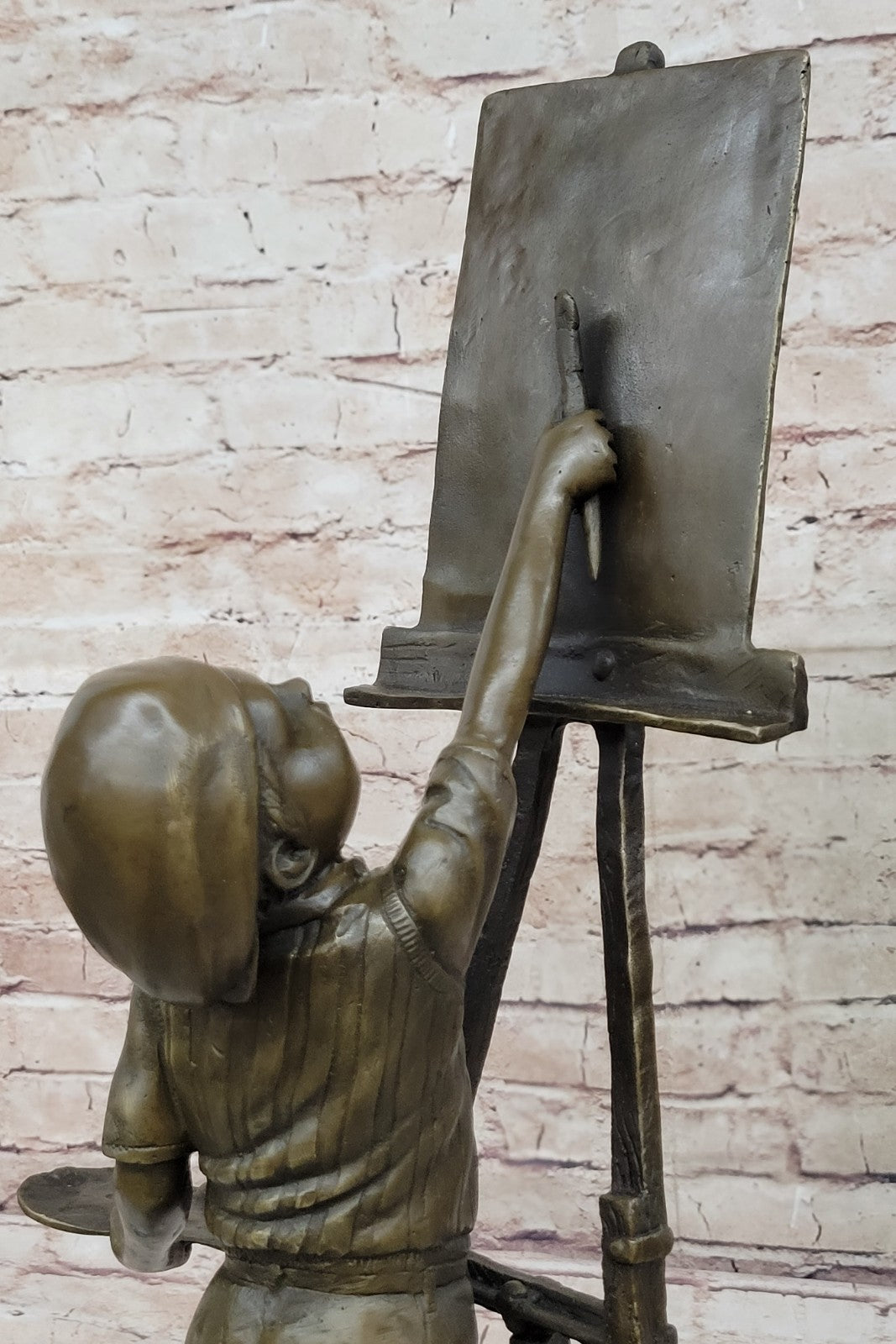 Unique Lost Wax Method Prodigy Boy Painting Art Bronze Sculpture Figurine