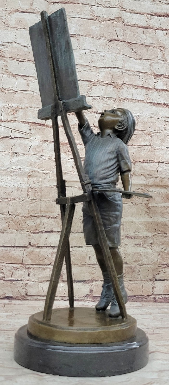 Rare Vintage Jim Davidson Bronze Sculpture Young Artist Painting Figurine