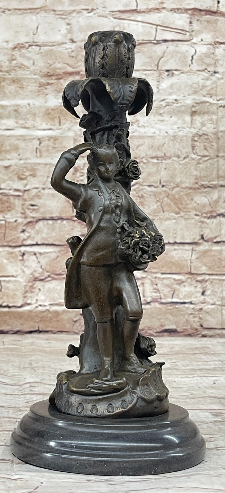 Collectible Evan Stone Bronze Candle Holder Statue Artwork Figurine Figure Hot Cast Decor