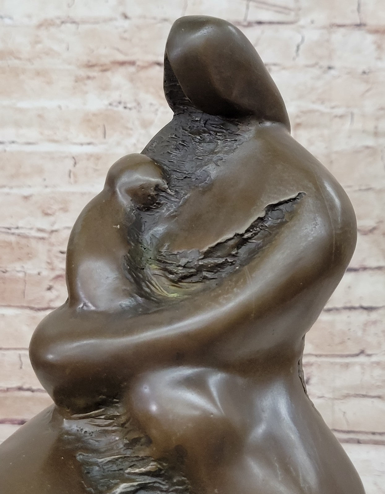 Hand Made Modern Style Mother and Child Bronze Statue, Botero Artwork, Lost Wax Method