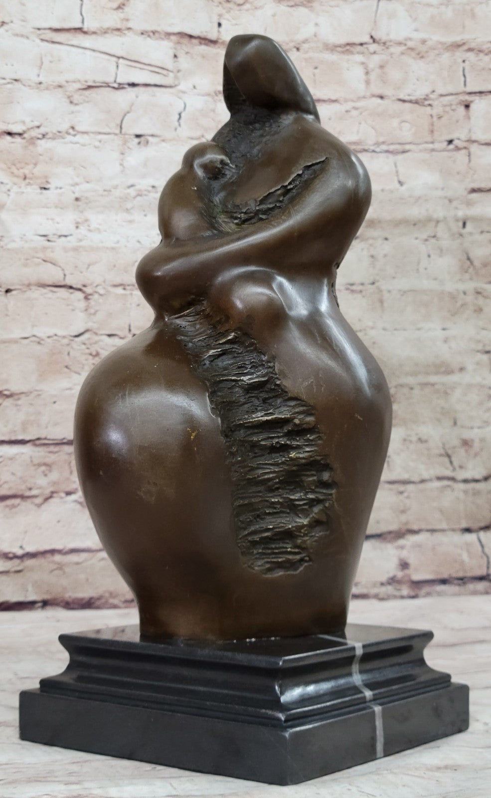 Hand Made Modern Style Mother and Child Bronze Statue, Botero Artwork, Lost Wax Method