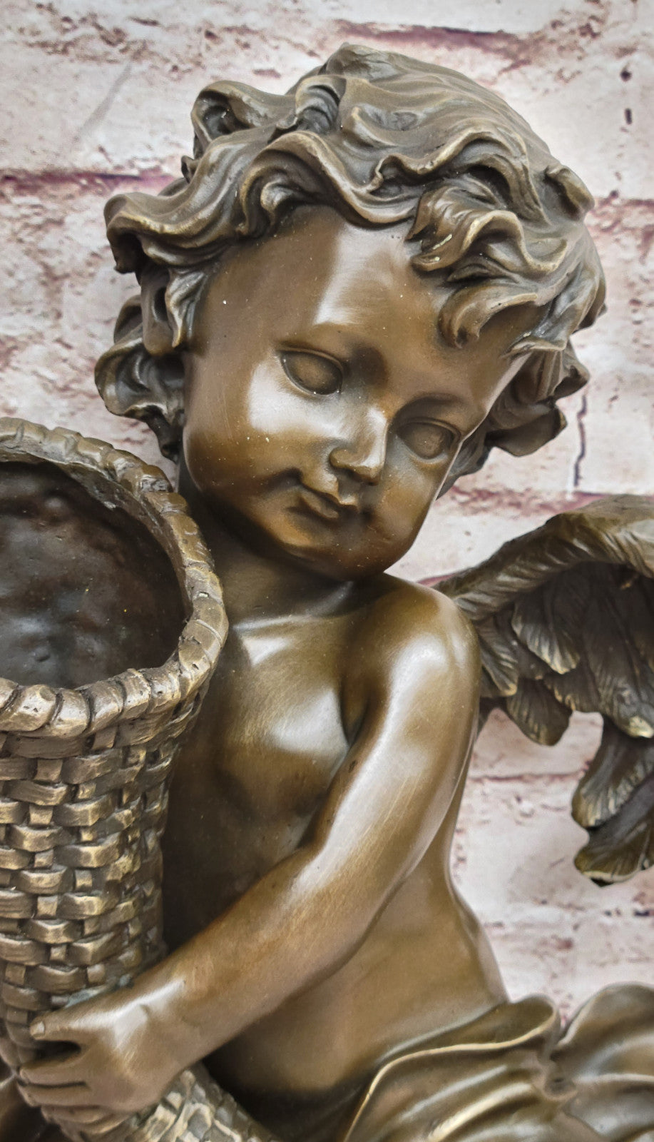 Vintage Baby Boy Angel Putti Bronze Statue Home Decor Gift