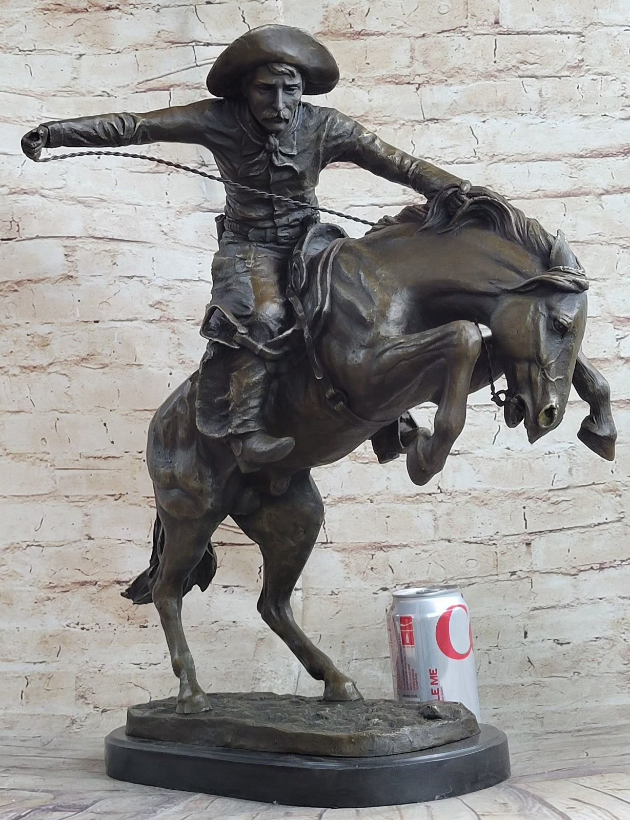 Bronco Buster Remington Western Cowboy Horse Rodeo Rider Bronze Marble Statue