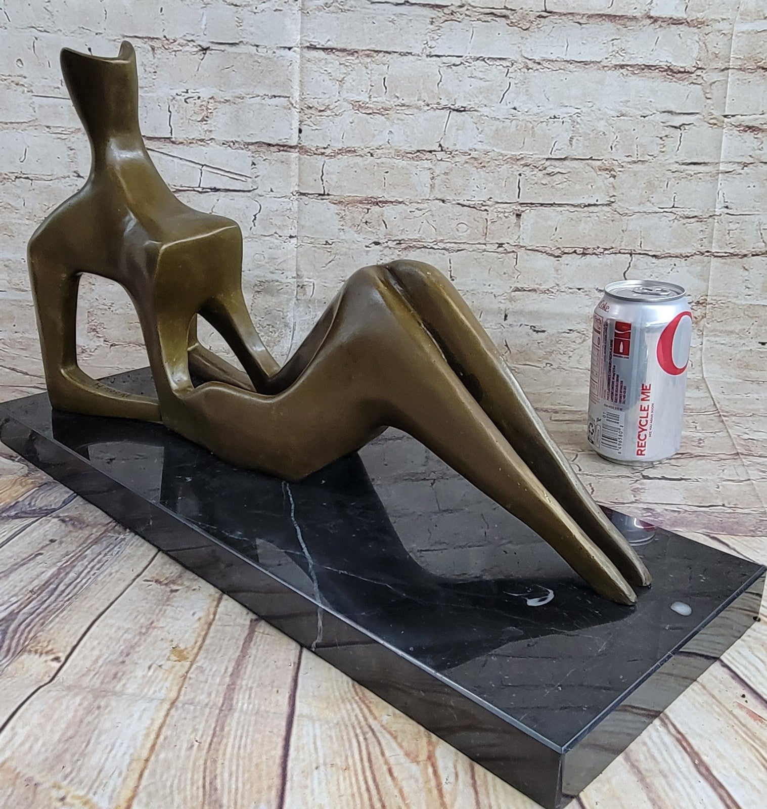 BRONZE AFTER HENRY MOORE SCULPTURE MODERN ABSTRACT SLEEPING WOMAN SCUPTURE