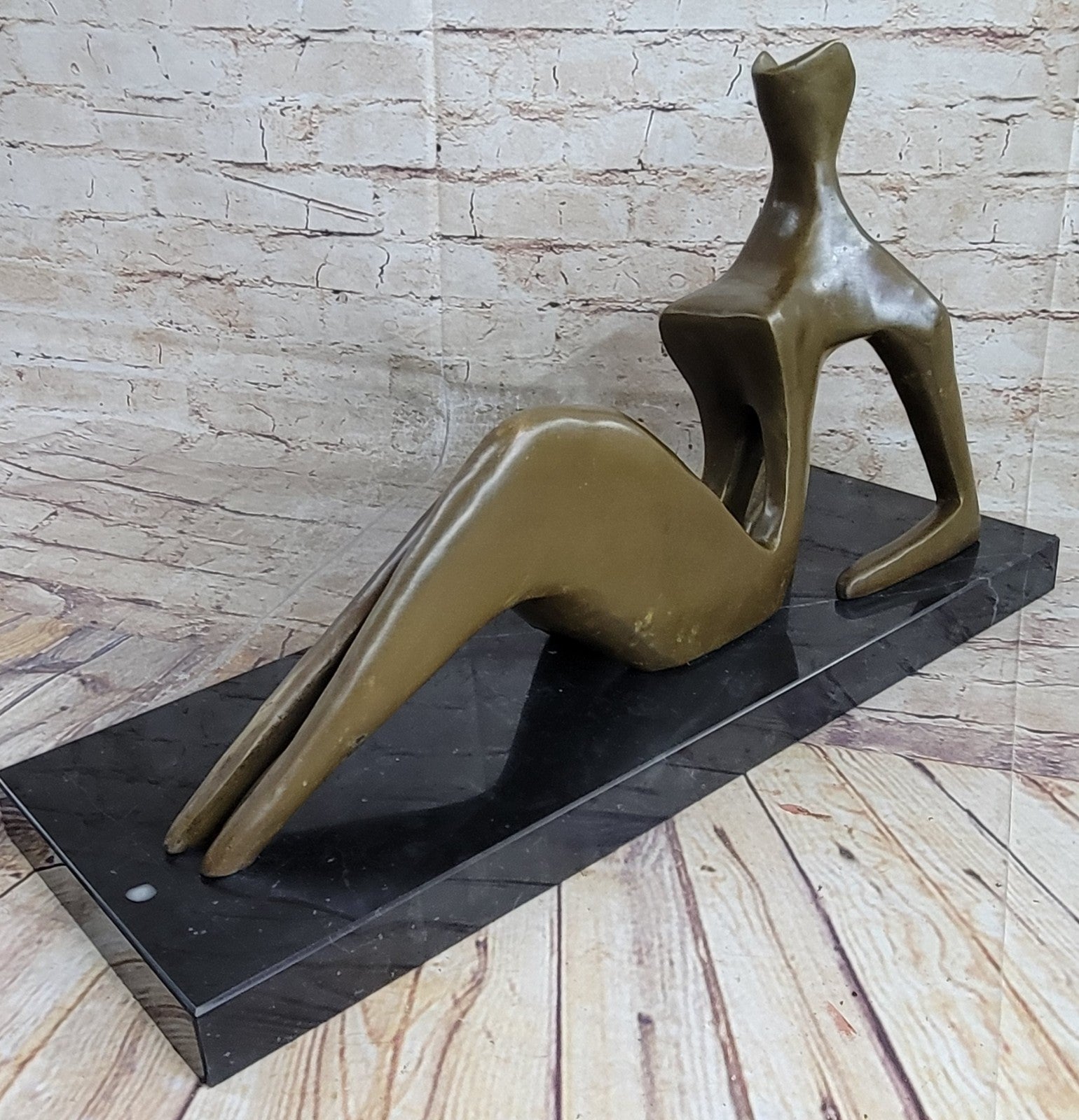 BRONZE AFTER HENRY MOORE SCULPTURE MODERN ABSTRACT SLEEPING WOMAN SCUPTURE