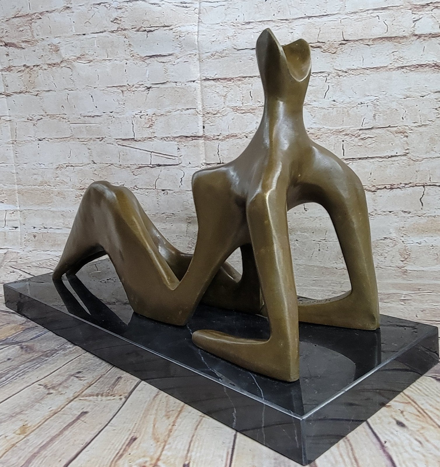 BRONZE AFTER HENRY MOORE SCULPTURE MODERN ABSTRACT SLEEPING WOMAN SCUPTURE