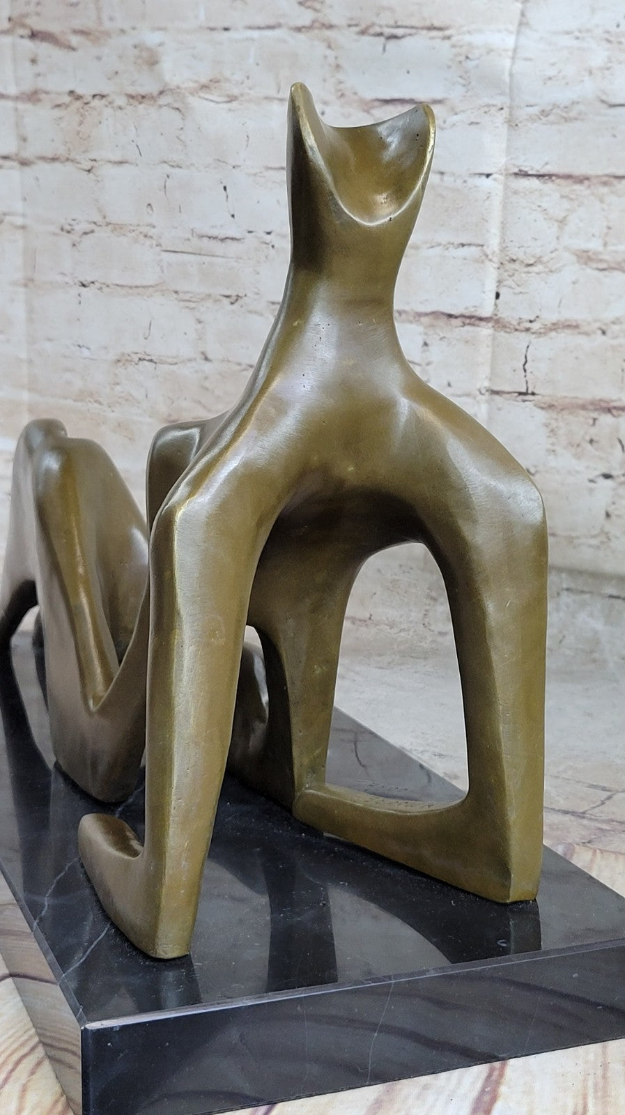 BRONZE AFTER HENRY MOORE SCULPTURE MODERN ABSTRACT SLEEPING WOMAN SCUPTURE