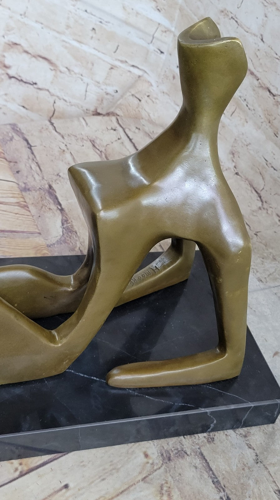 BRONZE AFTER HENRY MOORE SCULPTURE MODERN ABSTRACT SLEEPING WOMAN SCUPTURE
