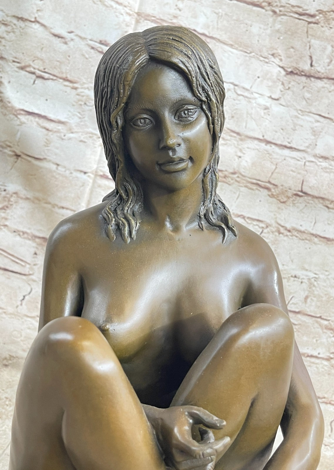 Nude Woman Sensual Decor Bronze Marble Statue Sculpture Elegant Classic Art Sale