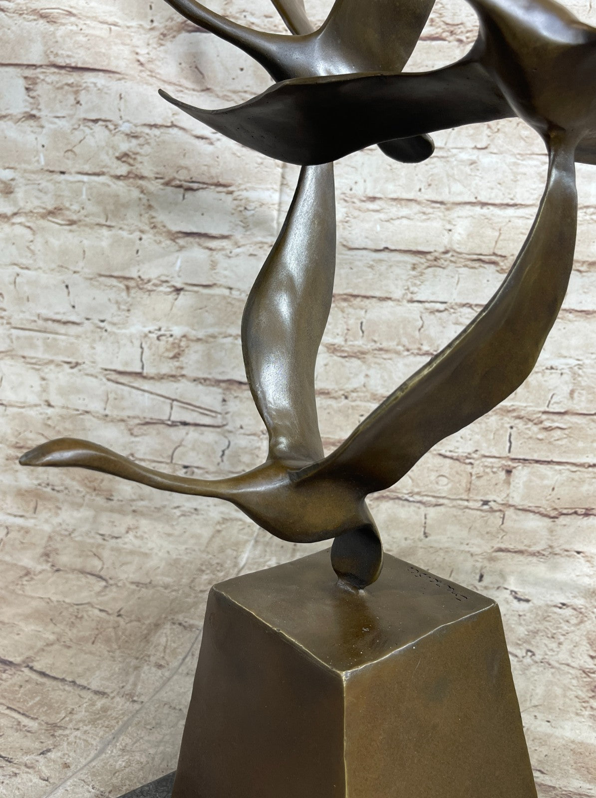 23" Art Deco Sculpture 3 Wild Large Duck Poultry Fly Bird Bronze Statue