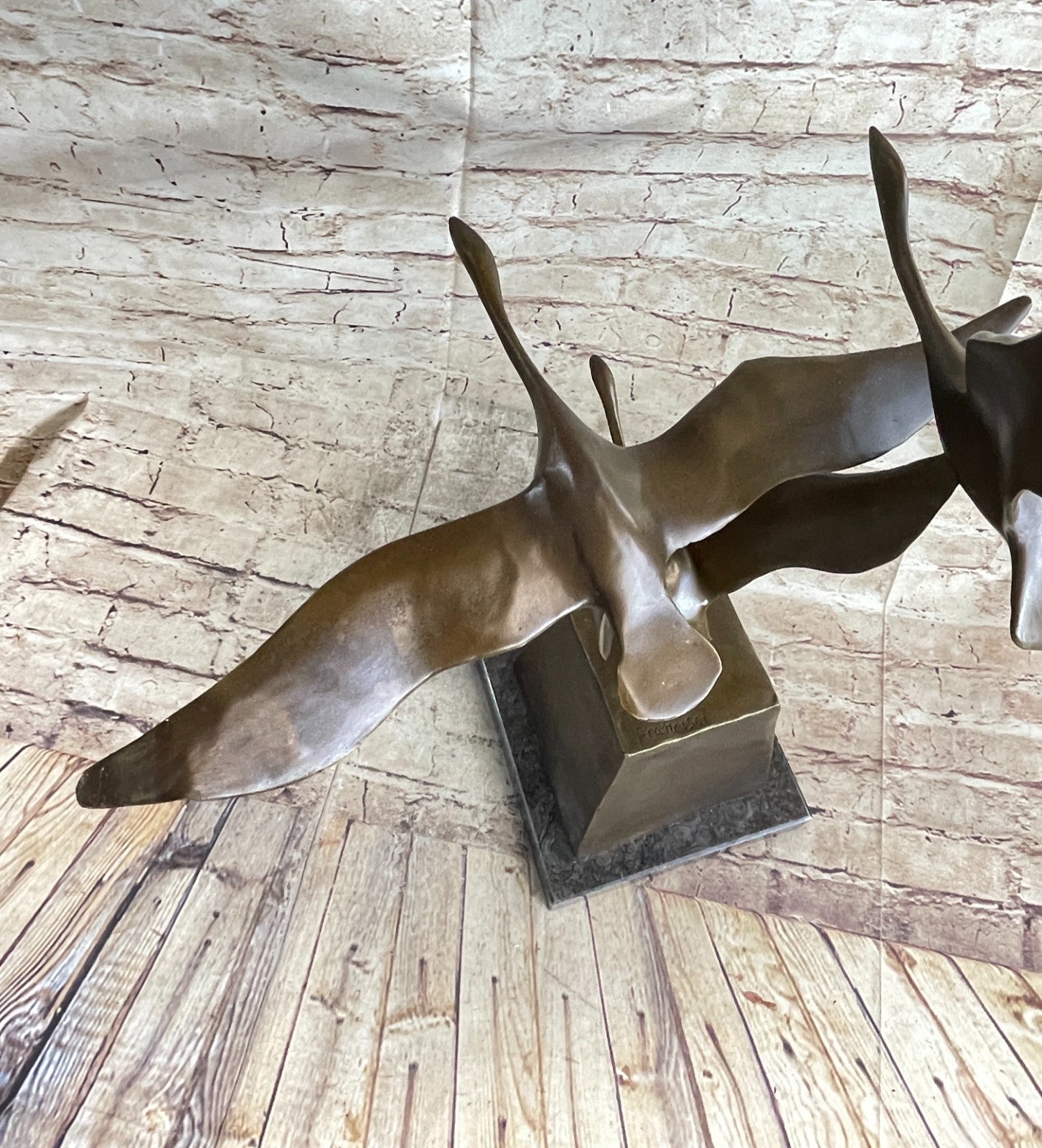 23" Art Deco Sculpture 3 Wild Large Duck Poultry Fly Bird Bronze Statue