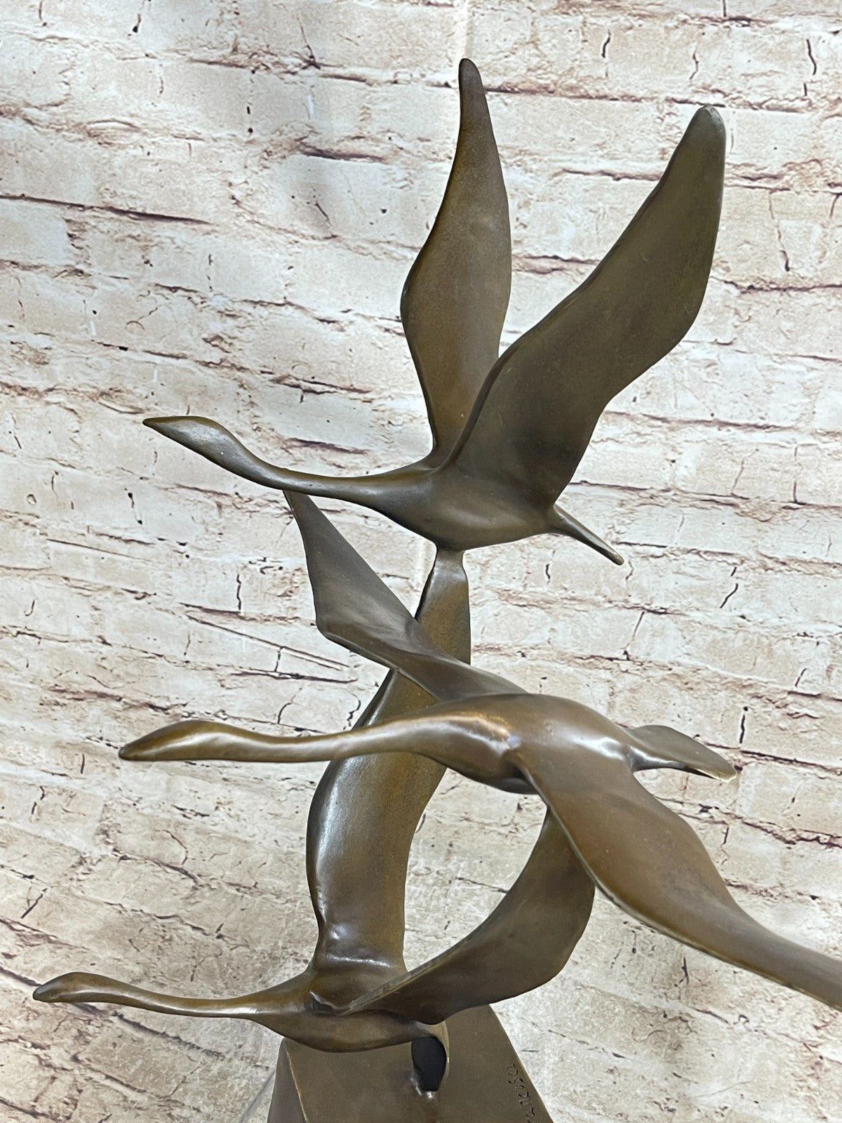 23" Art Deco Sculpture 3 Wild Large Duck Poultry Fly Bird Bronze Statue
