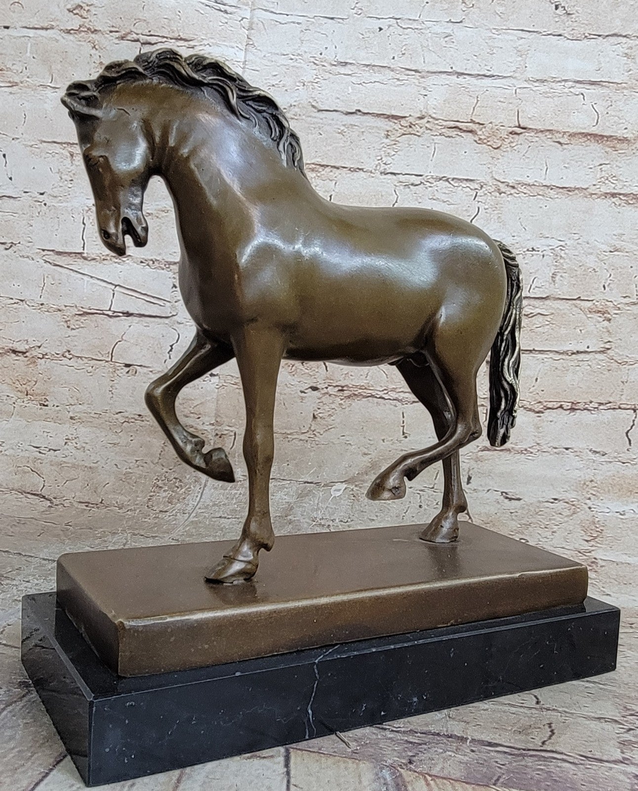 Large Tang Horse by Barye Art Deco Modern Bronze Sculpture Marble Figurine Gift