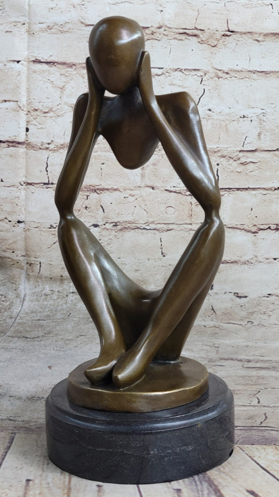 SIGNED BRONZE COLLECTOR EDITION STATUE NUDE MALE MODERN ART CAT SCULPTURE DECOR