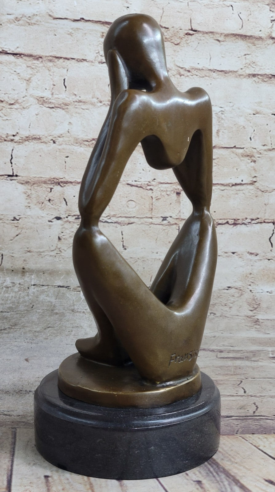 SIGNED BRONZE COLLECTOR EDITION STATUE NUDE MALE MODERN ART CAT SCULPTURE DECOR
