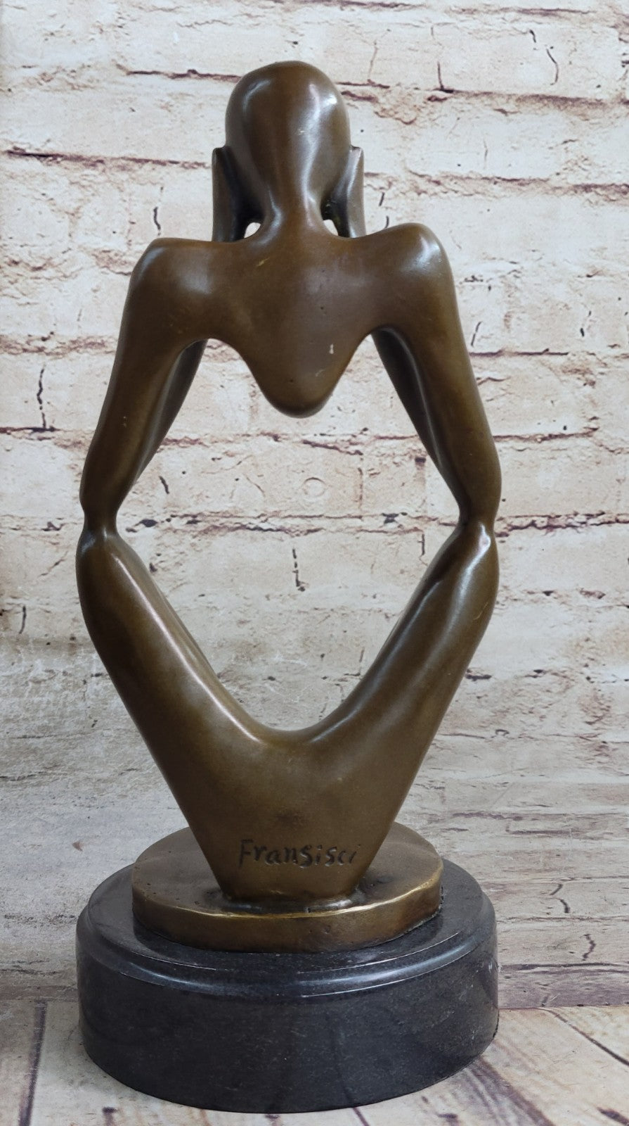 SIGNED BRONZE COLLECTOR EDITION STATUE NUDE MALE MODERN ART CAT SCULPTURE DECOR