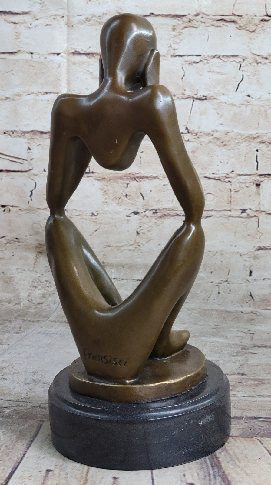 SIGNED BRONZE COLLECTOR EDITION STATUE NUDE MALE MODERN ART CAT SCULPTURE DECOR