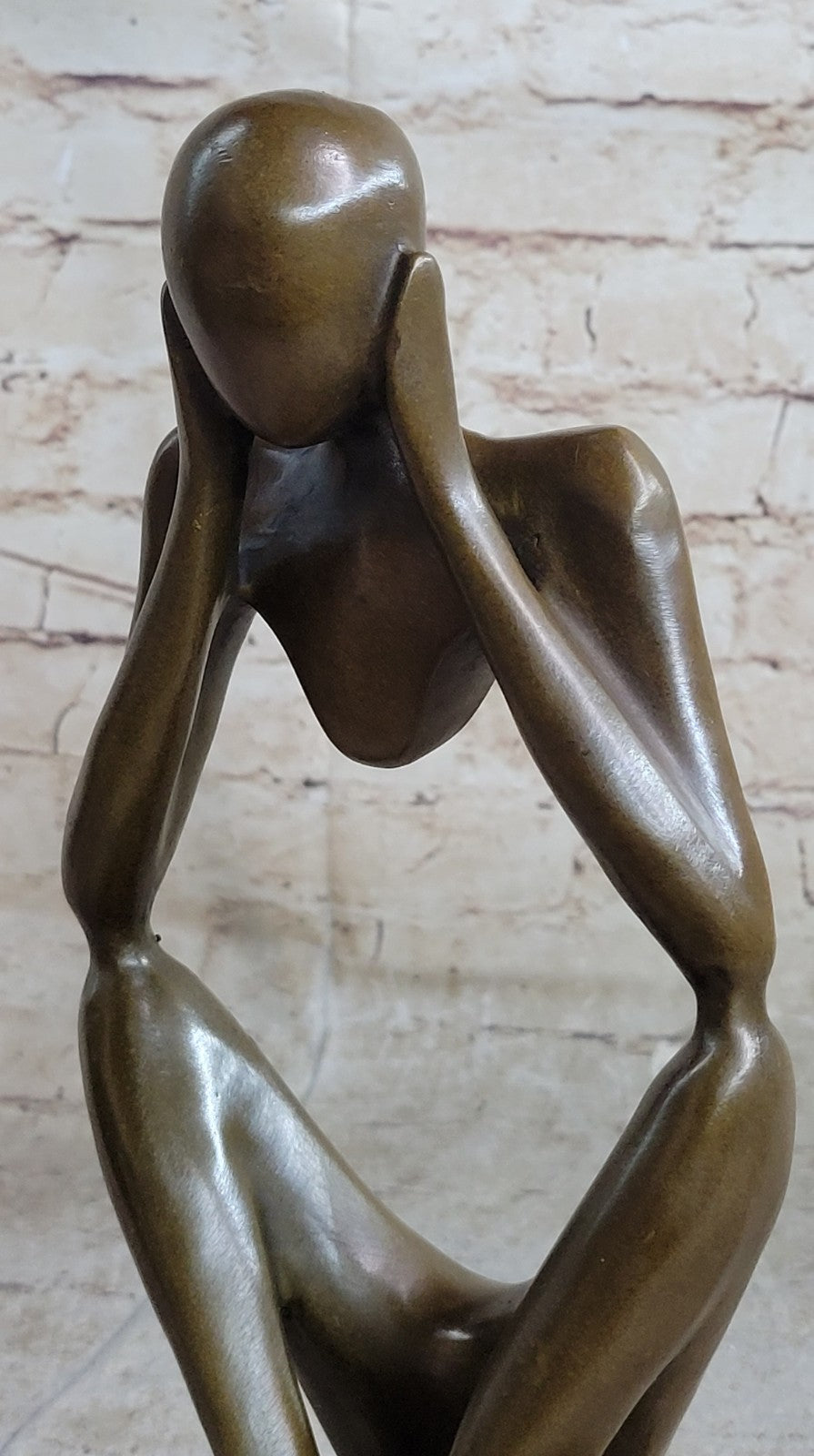 SIGNED BRONZE COLLECTOR EDITION STATUE NUDE MALE MODERN ART CAT SCULPTURE DECOR