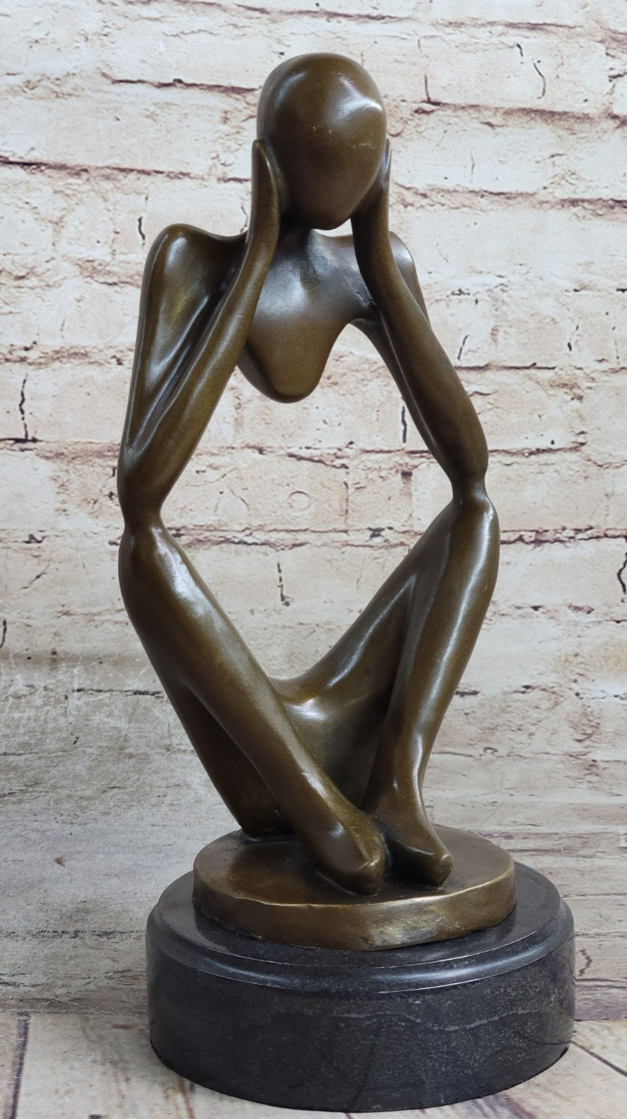 SIGNED BRONZE COLLECTOR EDITION STATUE NUDE MALE MODERN ART CAT SCULPTURE DECOR