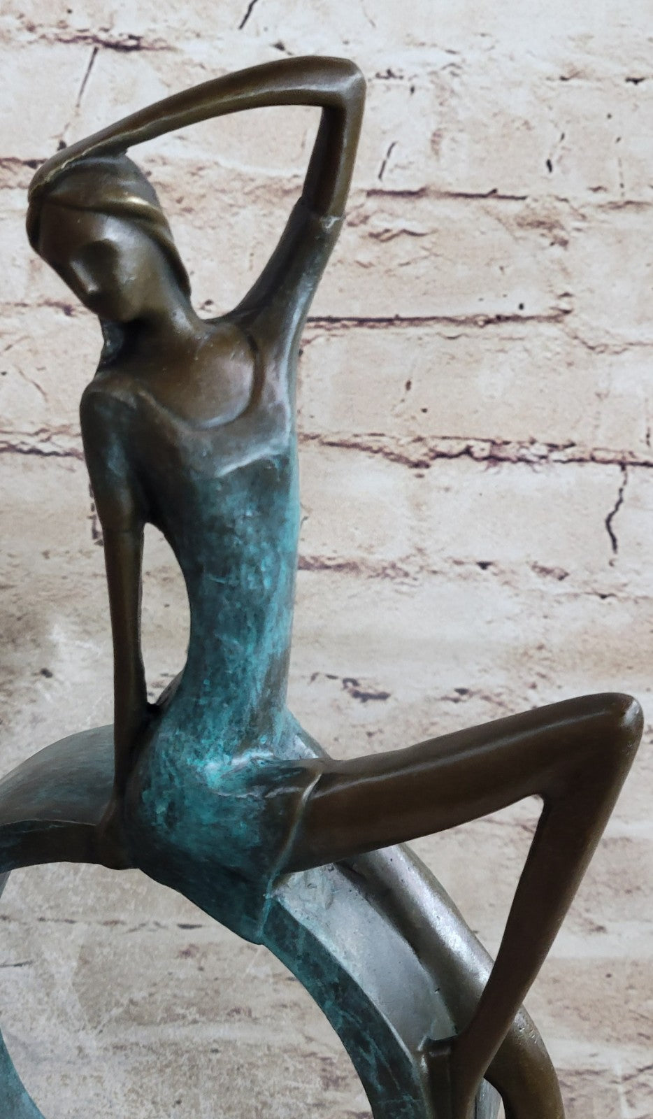 Western pure Bronze young women Girl Sitting Abstract Sculpture Figure Art Deco