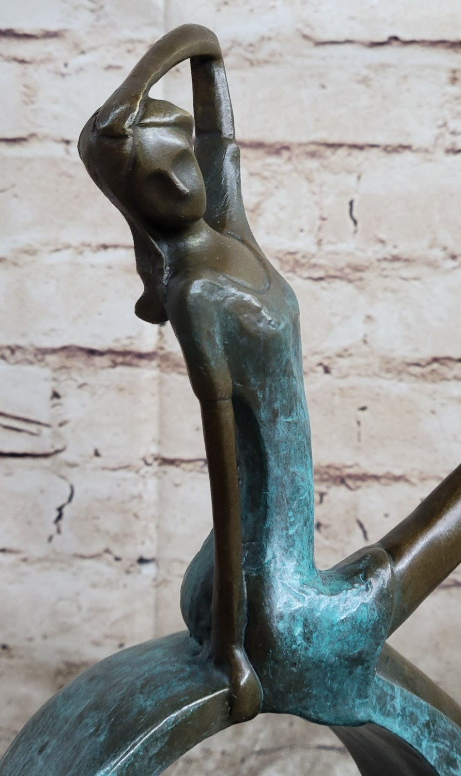 Western pure Bronze young women Girl Sitting Abstract Sculpture Figure Art Deco